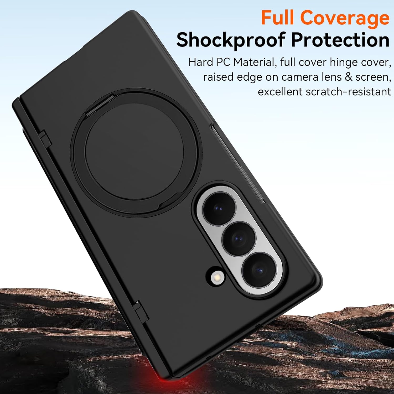 for Samsung Galaxy Z Fold 7 Case with S Pen Holder & Stylus, Fold7 Magnetic Ring Stand Compatible Magsafe Privacy Screen Protector Hinge Protection Full Cover Rugged Case for Z Fold 7 Black