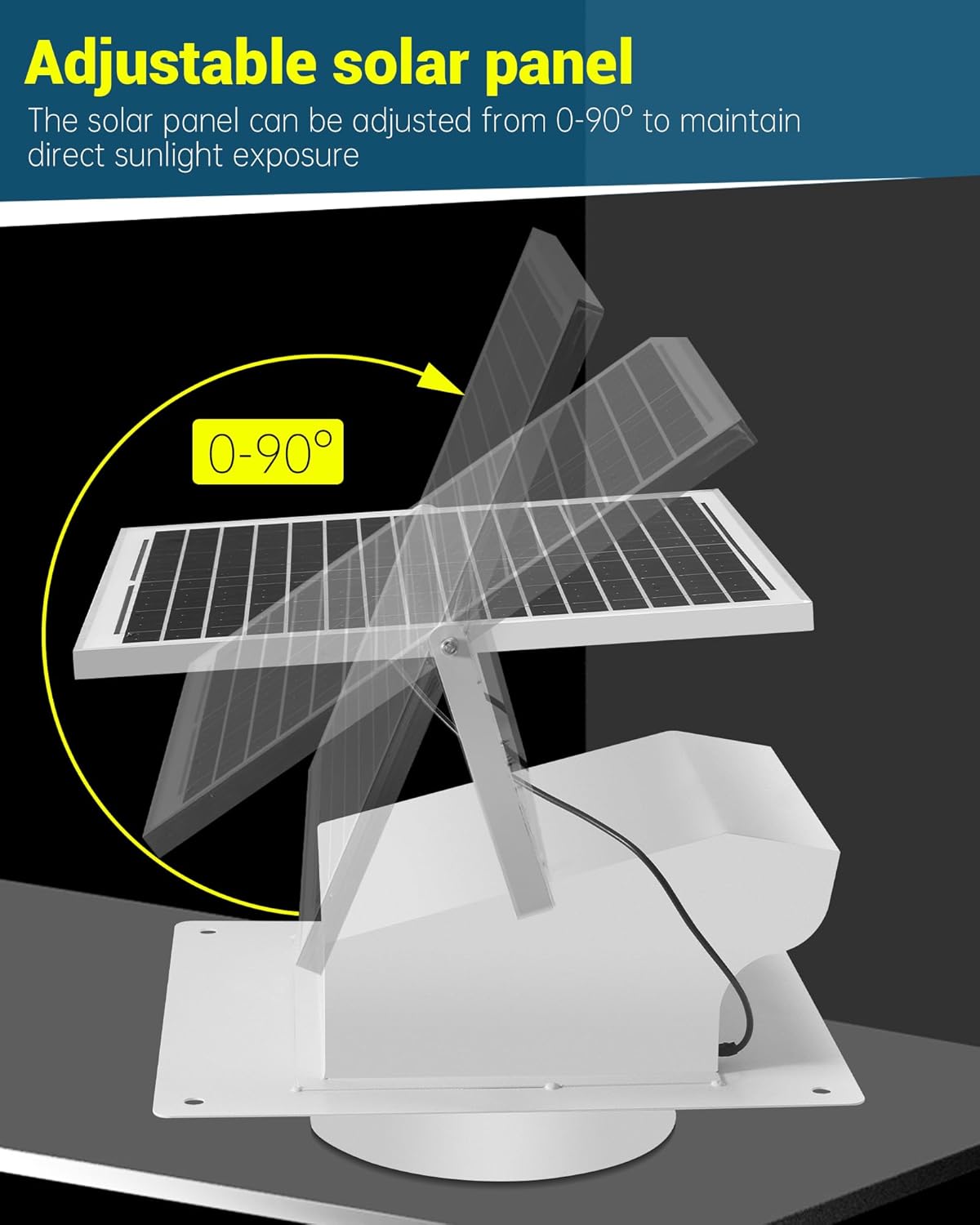18W Solar Powered Roof Vent Fan with 8 Inch Removable Roof Vents, Ventilation and Cooling Solar Attic Exhaust Fan, Suitable for Lofts, Shops, Garages