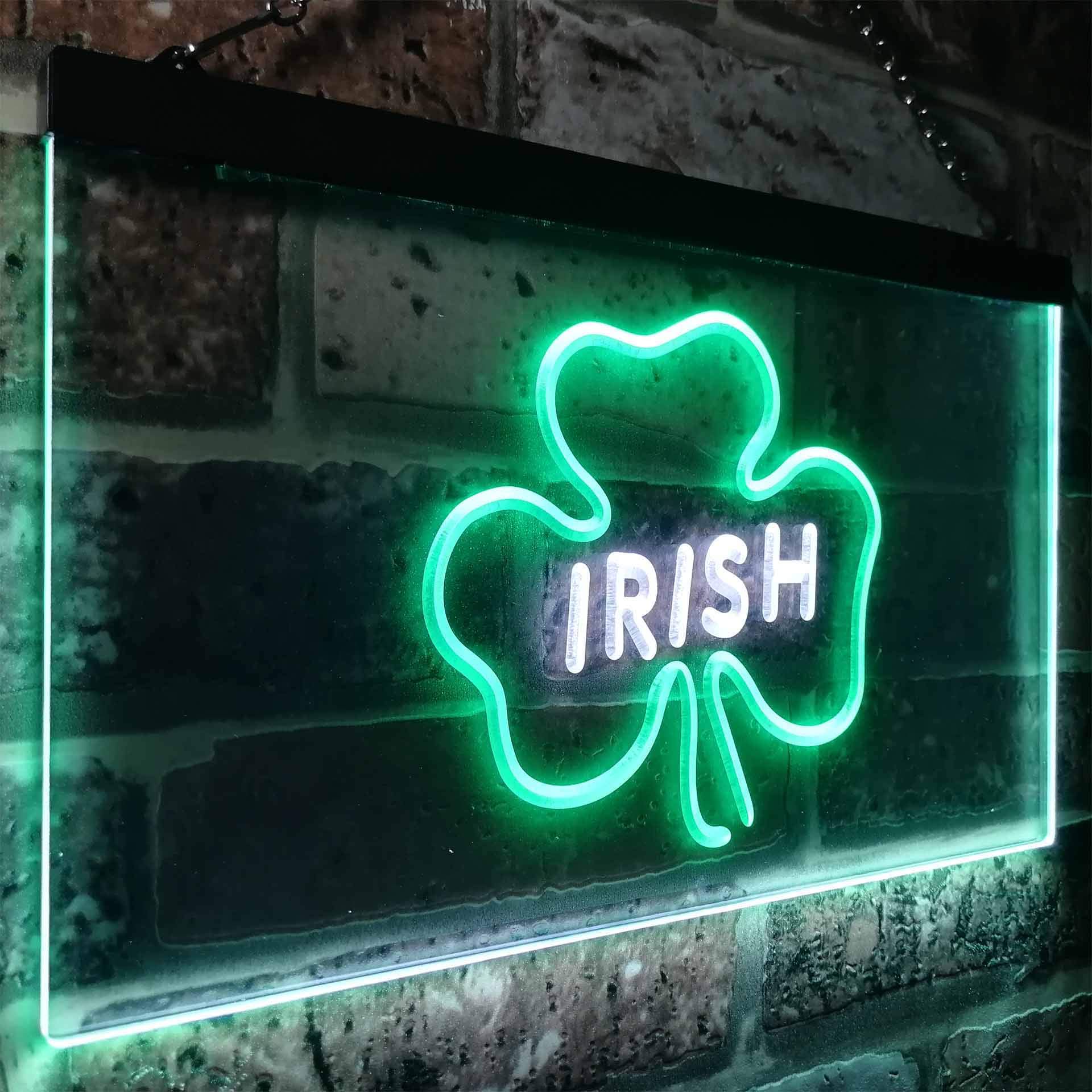 Irish Pub Shamrock Bar Club Display Dual Color LED Enseigne Lumineuse Neon Sign Blanc et vert 600 x 400mm st6s64-i0599-wg