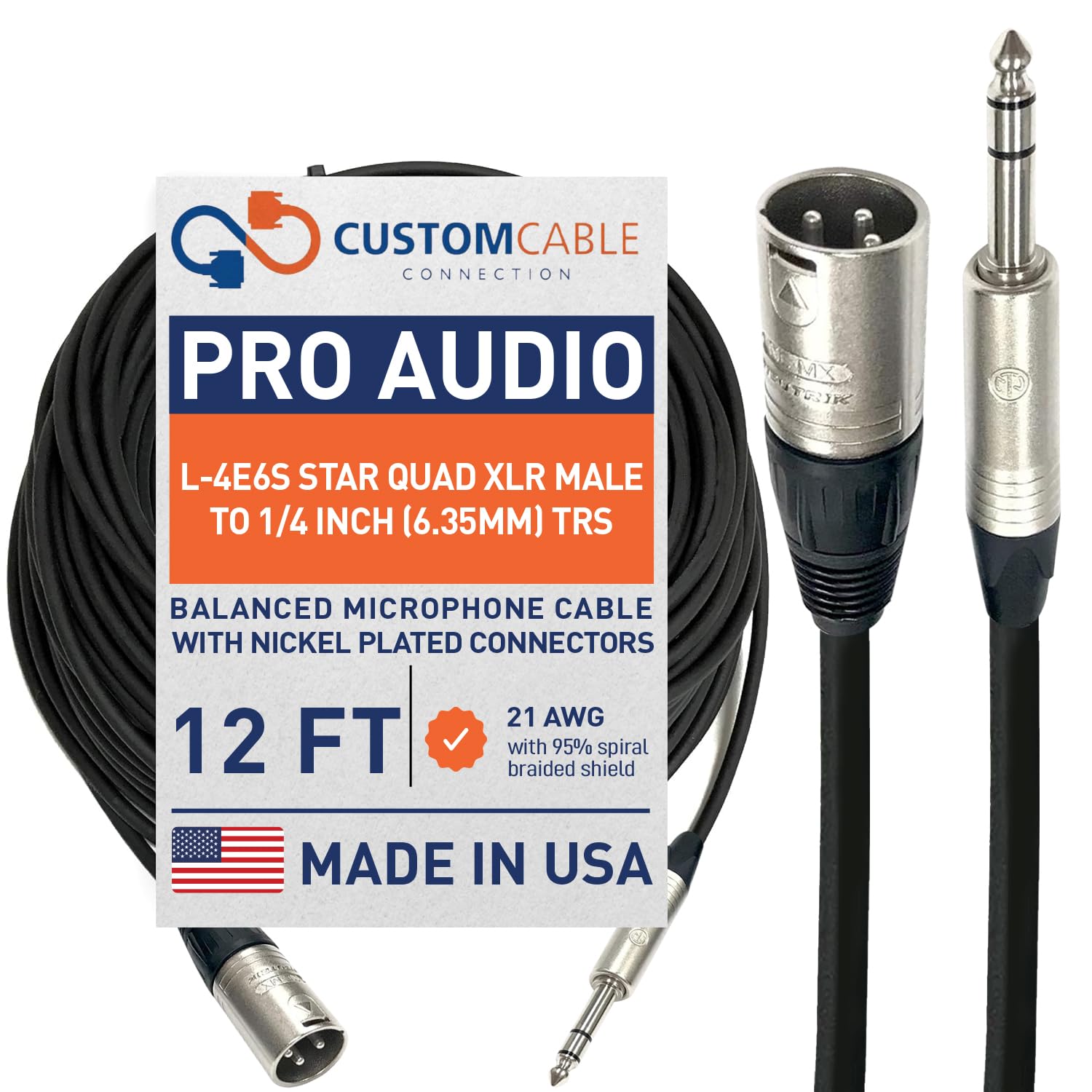 Amazon | XLRオスto 1 / 4in TRS Canare Starクアッドアナログパッチ