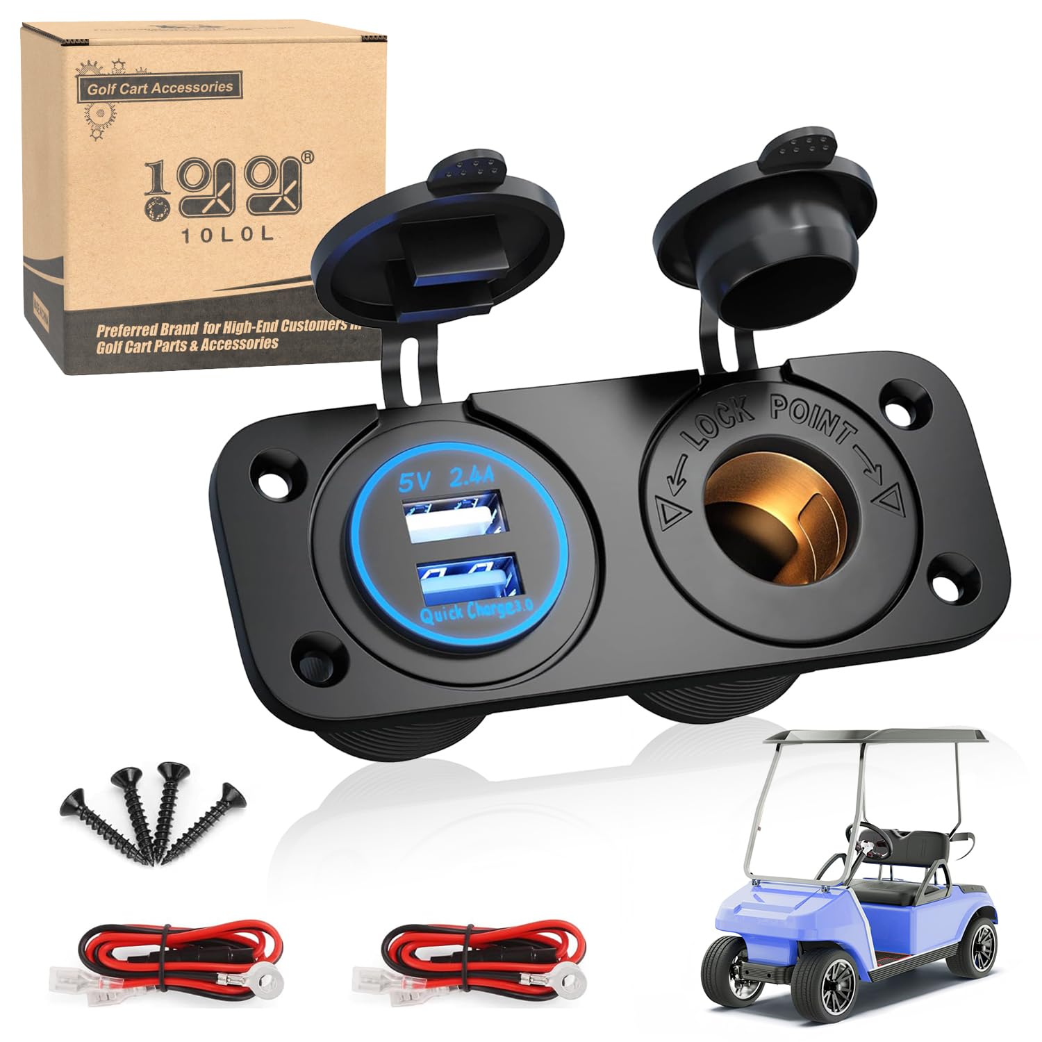 Amazon.com: 10L0L 12V Dual USB Socket, Cigarette Lighter Socket Power  Outlet for Yamaha, EZGO, Club Car Golf Cart, UTV, Boat, RV, Car, Truck :  Automotive
