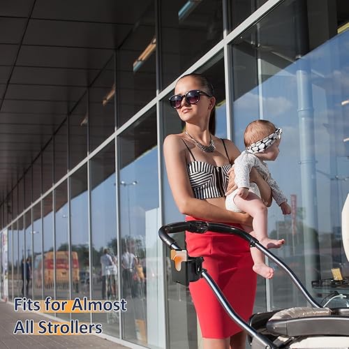 Miniatura 5 de Portavasos universal para cochecito con soporte para teléfono, soporte giratorio de 360 con clip fuerte, accesorios para cochecito, bicicleta, silla