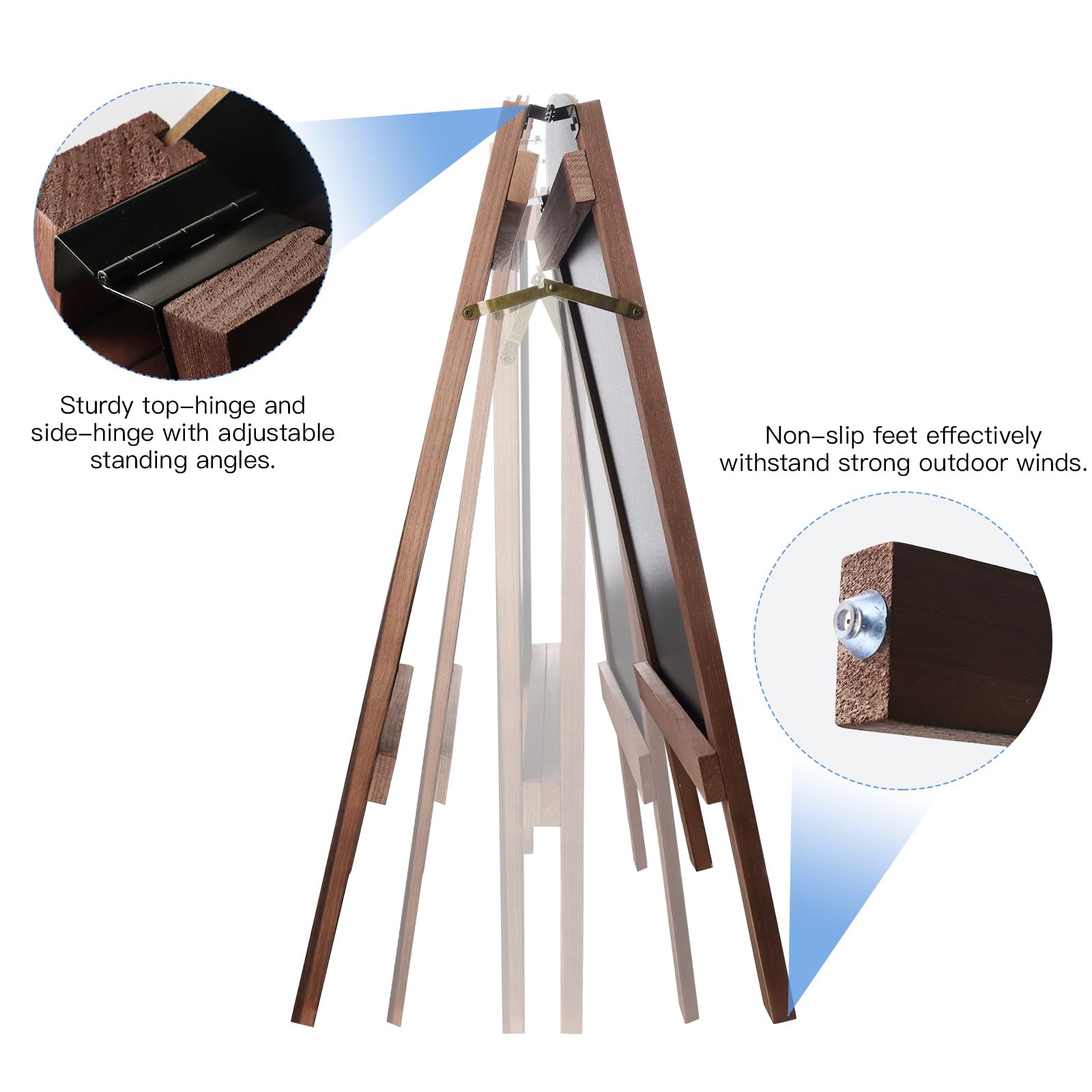 Pizarra plegable de doble cara, letrero portátil independiente con soporte, pizarra publicitaria reversible para cafetería, restaurante, tienda, eventos, uso interior y exterior, 45 x 41 x