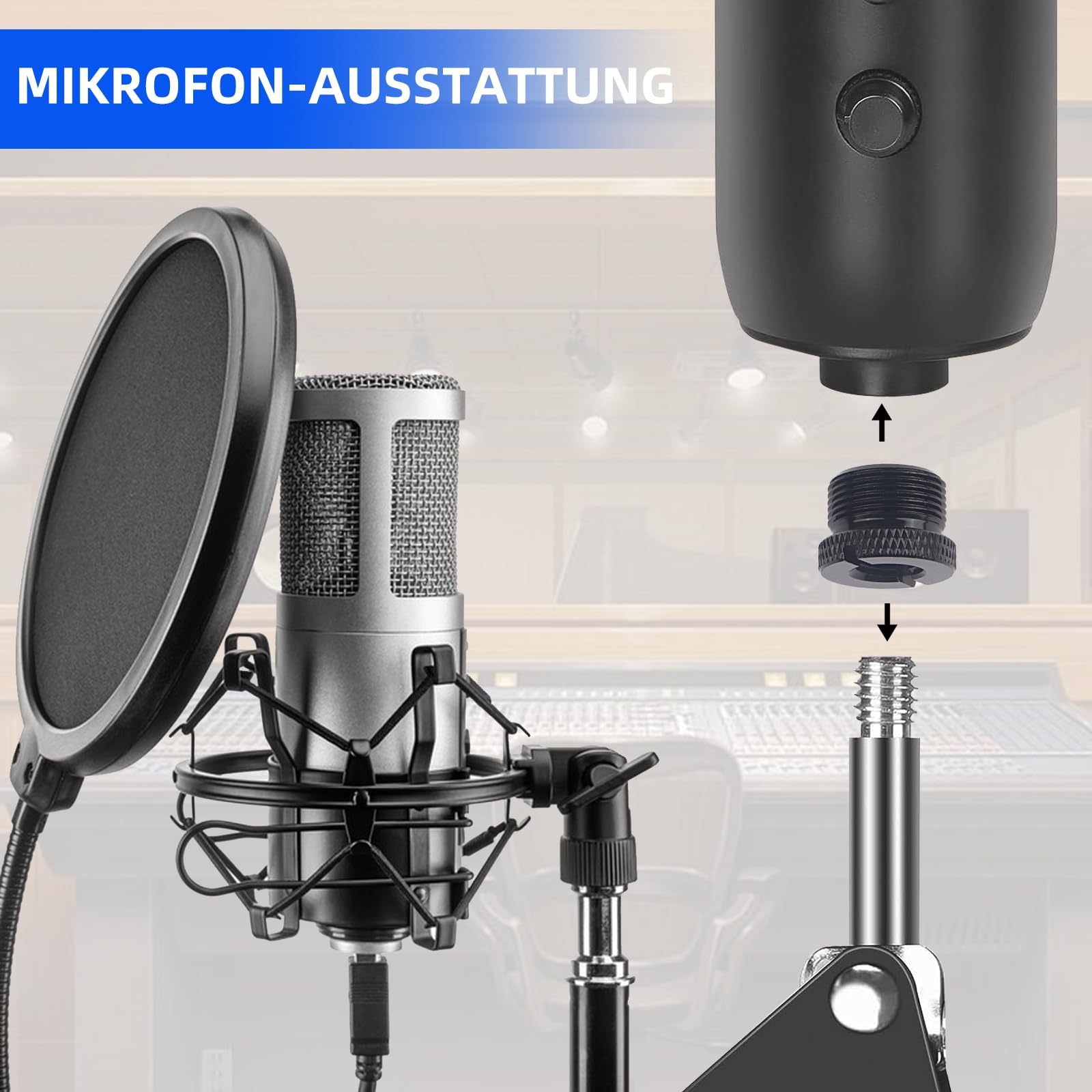 8 adattatori per supporto microfono, adattatori da 5/8 femmina 8 adattatori per supporto microfono, adattatori da 5/8 femmina