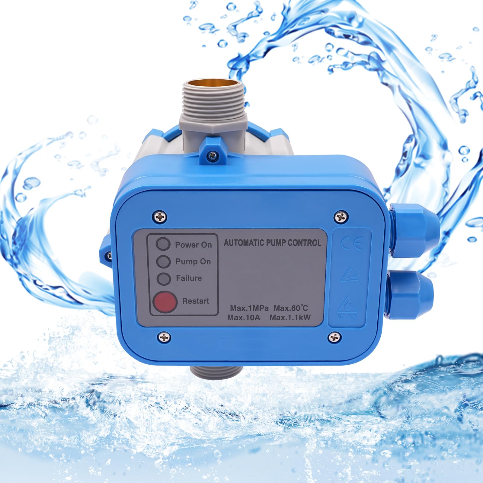 Pressostato per pompe dell'acqua, 10 bar, controllo elettronico della pompa per irrigazione da giardino, impianto idraulico domestico