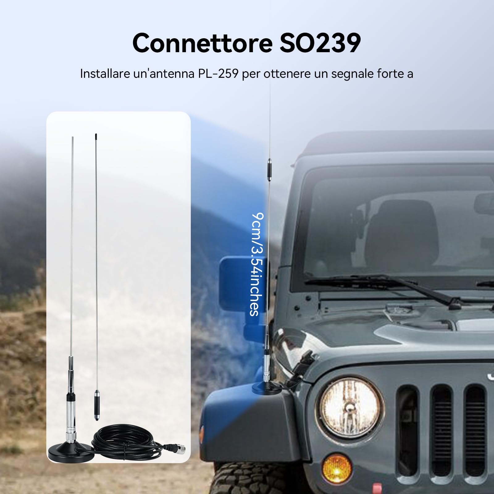 Retevis MB63A Radio CB, AM FM CB Auto con Antenna, Filtro Antirumore NB/ANL, 12V/24V con Accendino, Sistema PA, con Microfoni 6 Pin, 40 Canali, 4W, EMG CH9/19, per Camion Camper