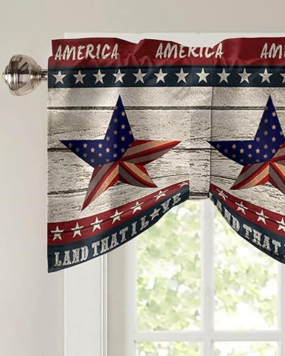 Miniatura 2 de Cenefa de amarre para ventanas del 4 de julio, con bandera estadounidense, cortinas patrióticas, cenefas con bolsillo para barra, cortinas