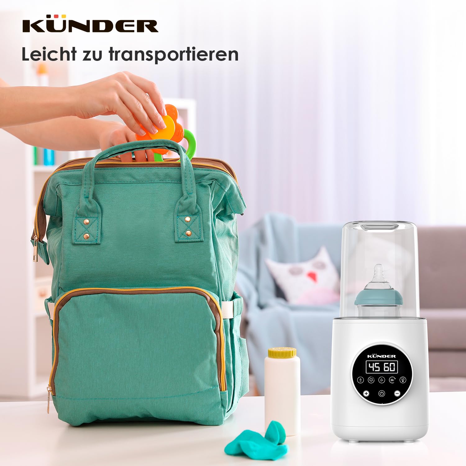 10-in-1 Flaschenwärmer Baby, Babykostwärmer mit schnellem Aufwärmen, Warmhalten, Abtauen – Babyflaschen Wärmer mit LCD-Display und Fernbedienung, Sterilisator für Babyflaschen, Baby Bottle Warmer