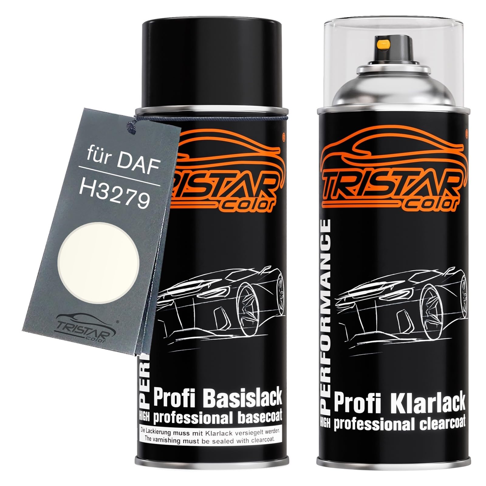 TRISTARcolor Car paint Spray can set for DAF H3279 Brillant White/Blanc De Serie Cabine Base coat clear coat spray can 400ml