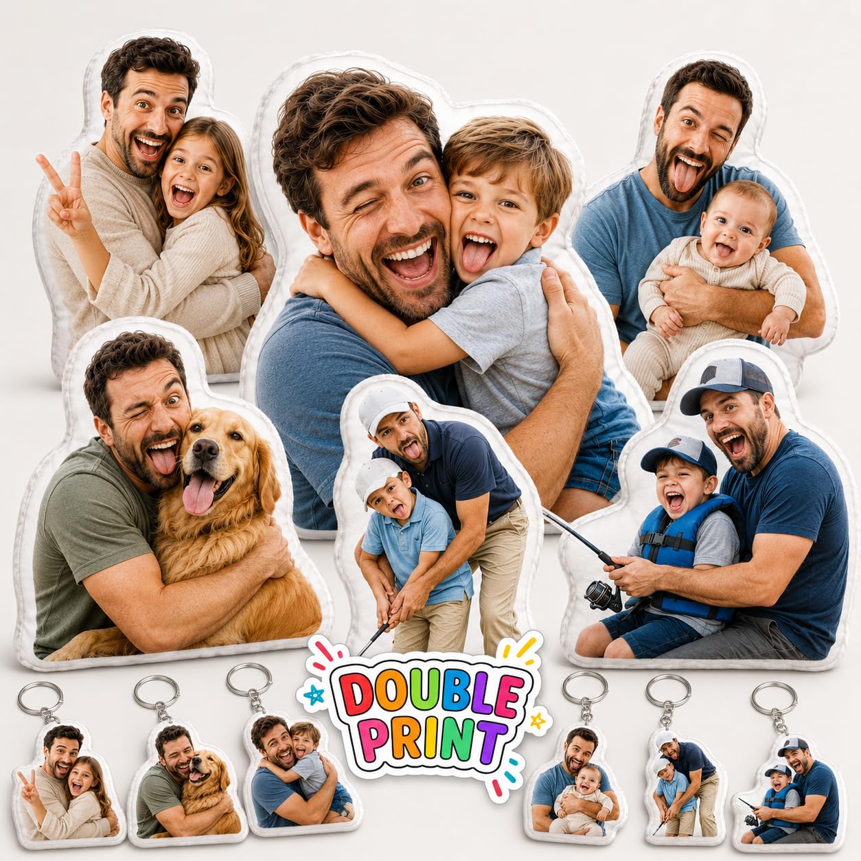 iDIY Custom Pillow with Picture, Personalized Photo Pillow Gift for Dad, Husband or Grandpa, Funny Face & Pet Cutout Cushion for Couch or Office