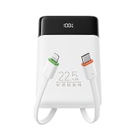 VEGER 10000mAh Power Bank con Cavi Integrati, 22.5W Ricarica Rapida Caricatore Portatile