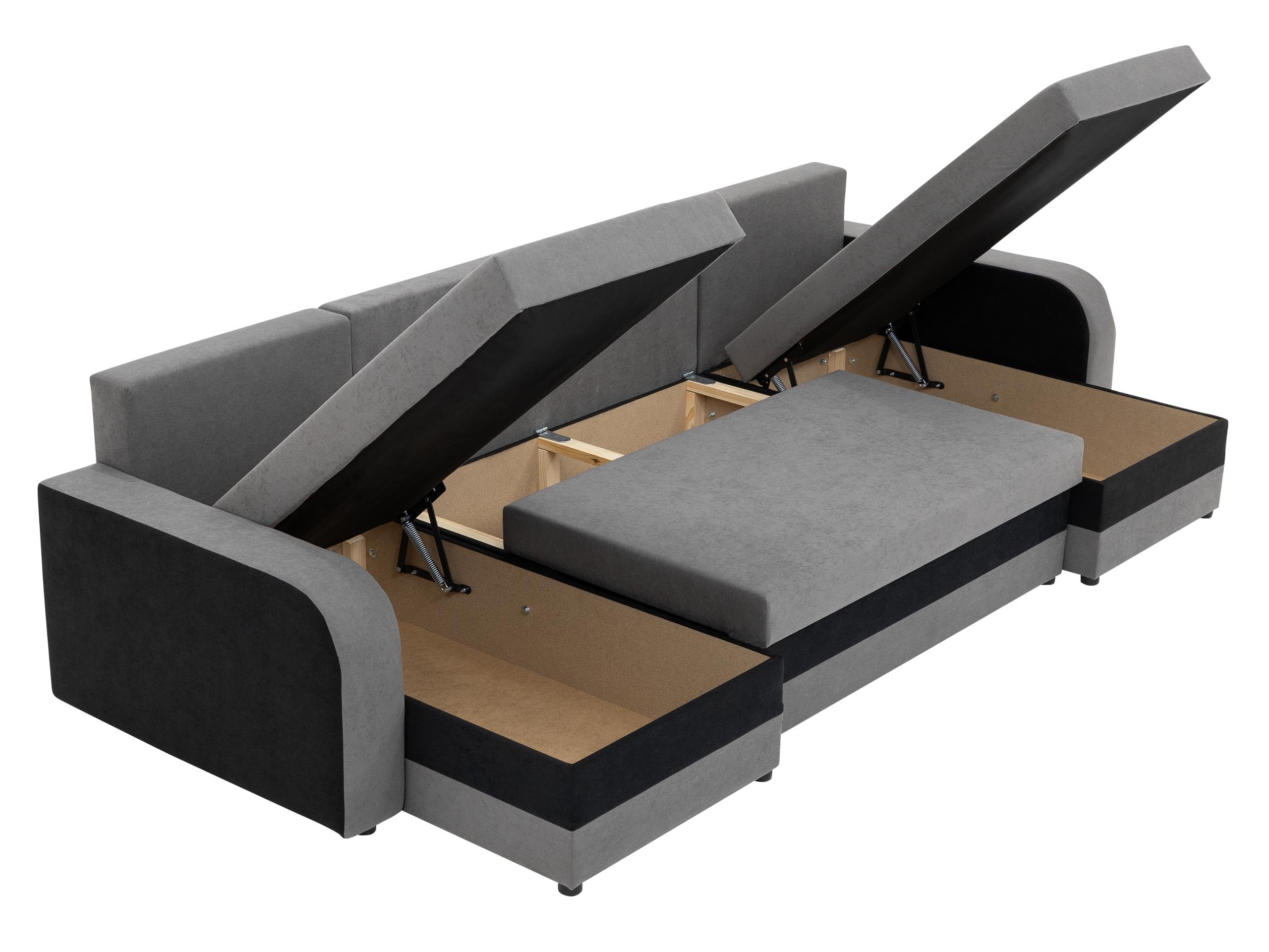 Mirjan24 Ecksofa Kristofer U, Design Eckcouch Couch mit Schlaffunktion, DREI Bettkasten, Wohnlandschaft, Bettfunktion, U-Form Sofa, Seite Universal, Farbauswahl (Margo 227.09)