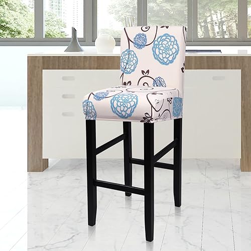 Miniatura 8 de SearchI Juego de 4 fundas elásticas para taburetes de bar, elásticas, extraíbles y lavables, fundas para sillas de bar para cocina, pub, comedor,