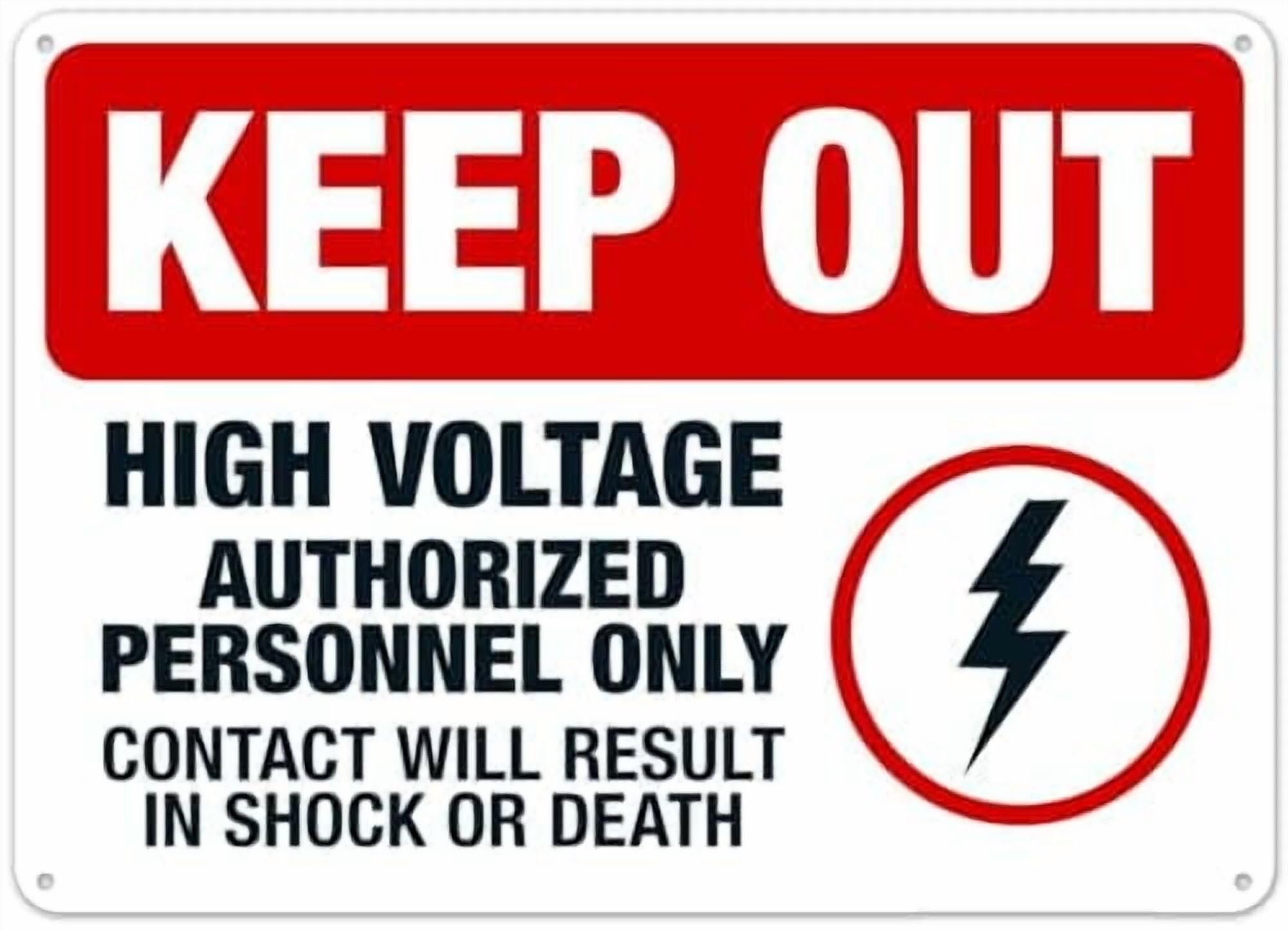 (2-Pack) Metal Tin Sign Keep Out High Voltage Authorized Only Sign, OSHA Danger Sign Signs NO.28549 Sign 8x12 Inch - Clear Warning for Home & Use