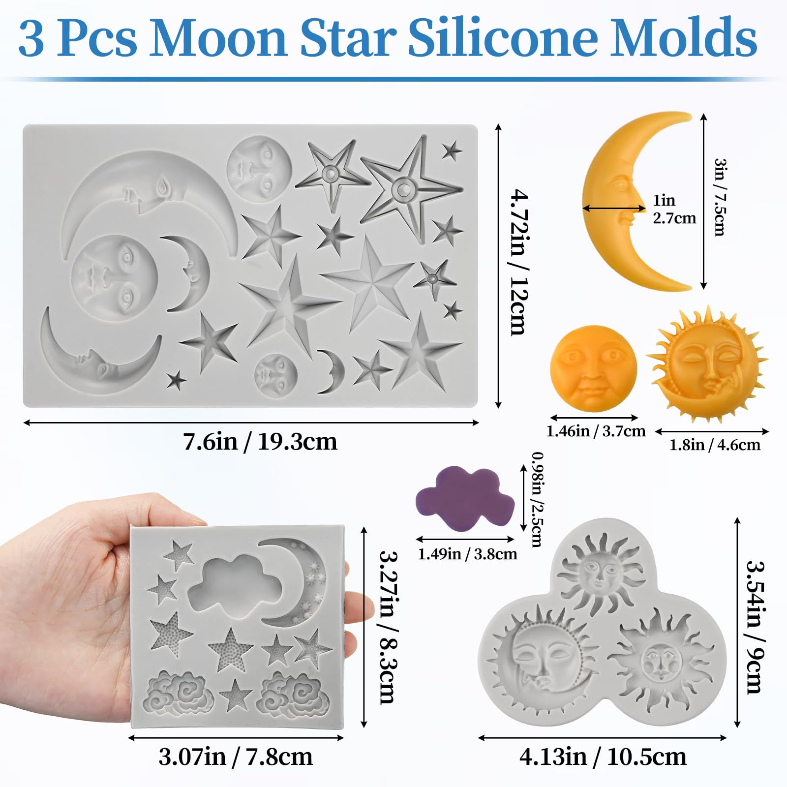 Moon Star Silicone Molds - Cake & Candy Decor -3 Moon Star Silicone Molds - Cake & Candy Decor -3