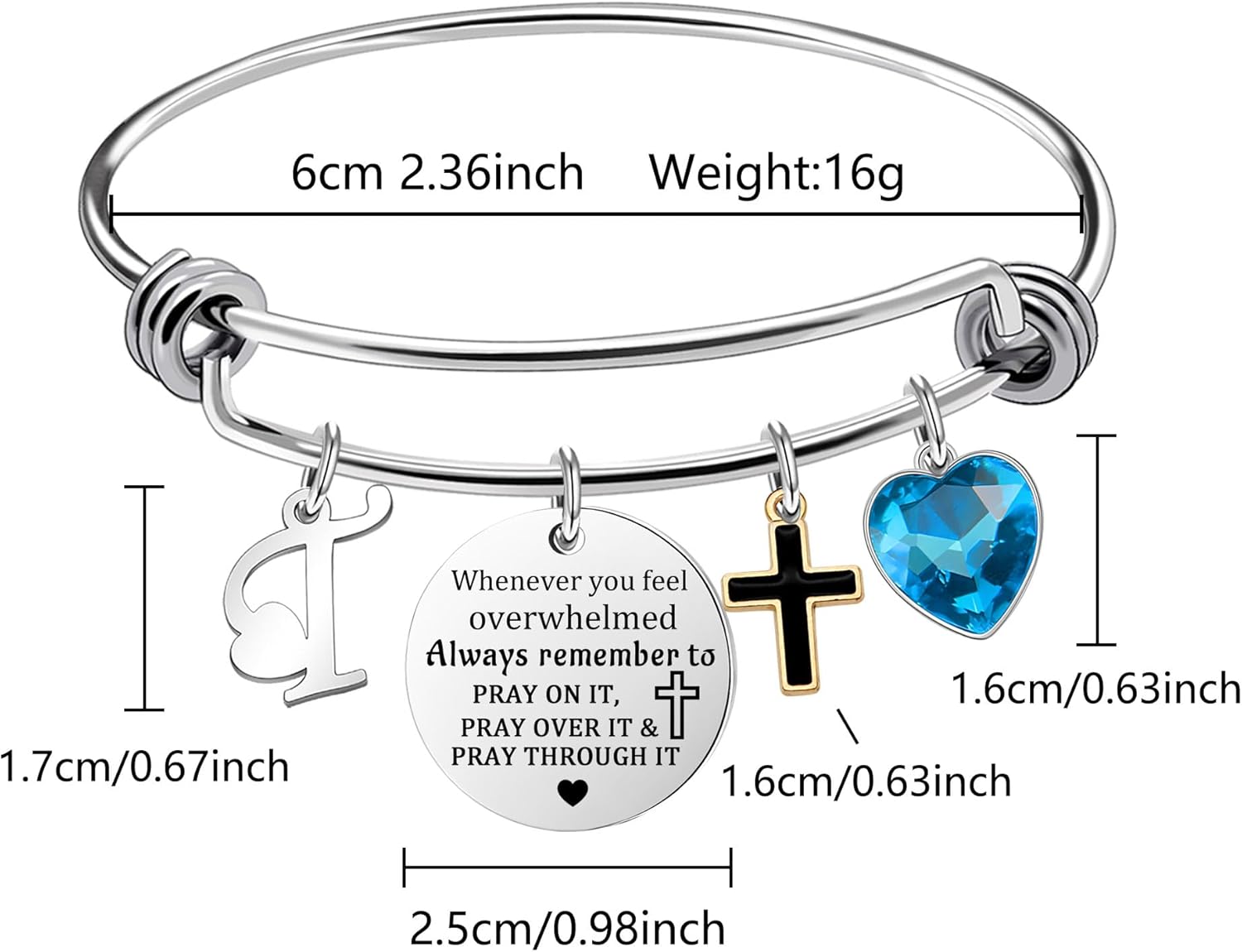 Inspirational Bracelet for Women, Initial Letter Charm bracelet for Female Cross Motivational Gifts for Her Daughter Sister Friends Back to School Birthday Christmas Presents - Image 2
