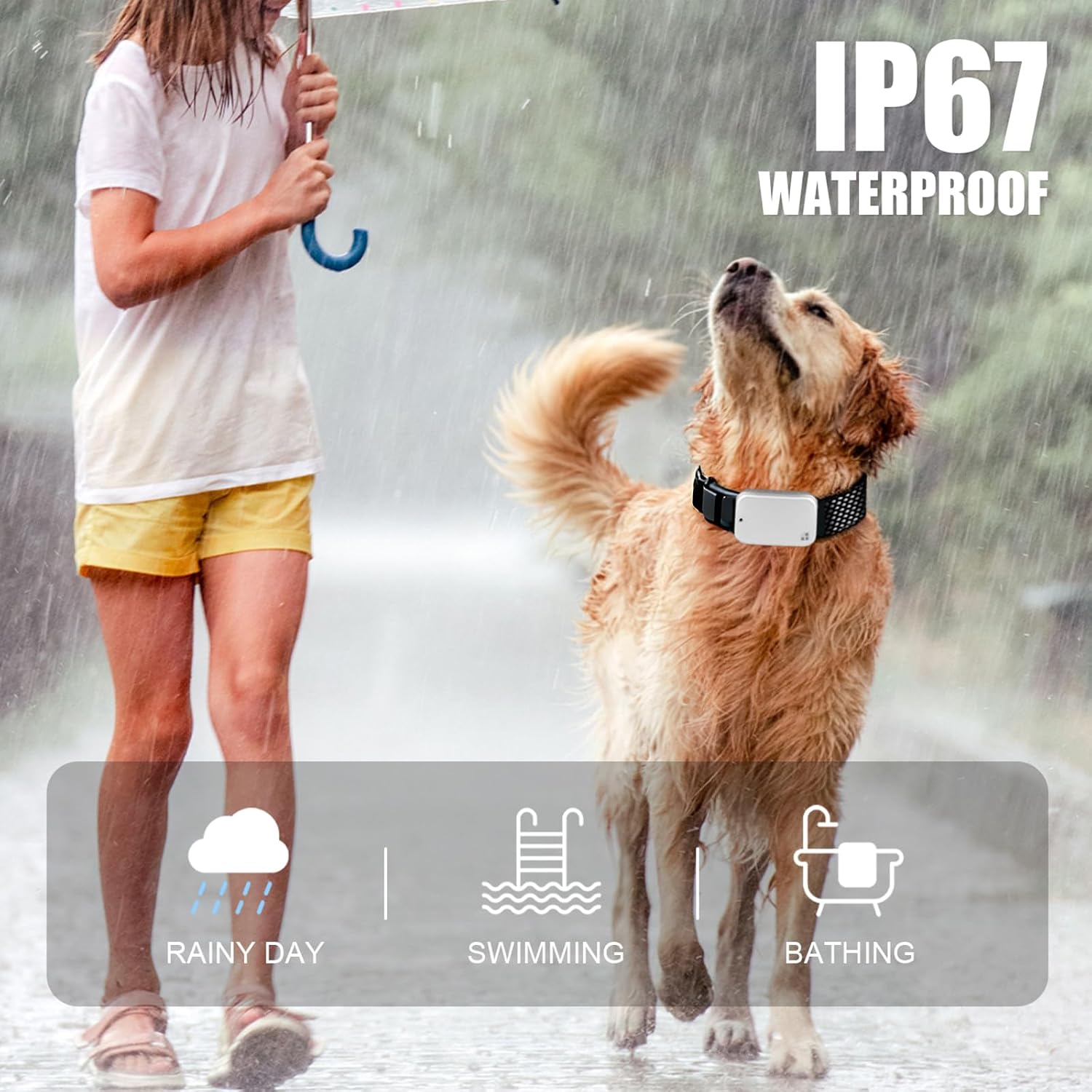 Dog Training E-Collar with Remote 3280FT,4 Modes Static Correction/Beep/Vibration/Light,IP67 Waterproof Rechargeable Behavior Control Collar for Small Medium Large DogsWhite