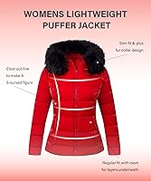 Vista 3 de Bellivera Chaqueta Acolchada Ligera para Mujer, Abrigos de Invierno para Mujer Cálidos Acolchados de Burbujas con Capucha y Cuello de Piel Sintética