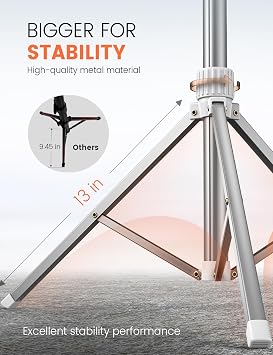 71'' Phone Tripod Stand, Extendable Reinforced Aluminum Phone Stand with Wireless Remote, Stable Cellphone Tripod Compatible with iPhone 14/13/12 Galaxy S23/S22 Huawei (White)