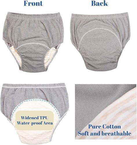 Miniatura 6 de Paquete de 2 pañales lavables para incontinencia para hombresmujeres, pañal de tela para adultos a prueba de fugas de TPU con insertos, calzoncillos