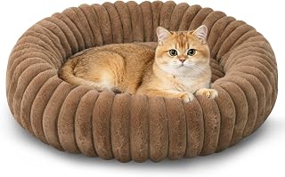 BVAGSS Dog Bed Round Cat Bed Fluffy Cozy Dog Cushion, Dog Basket, Washable Ultra Soft Plush Pet Bed for Small Medium and Large Dogs, XH034 (Diameter: 60cm, Coffee)