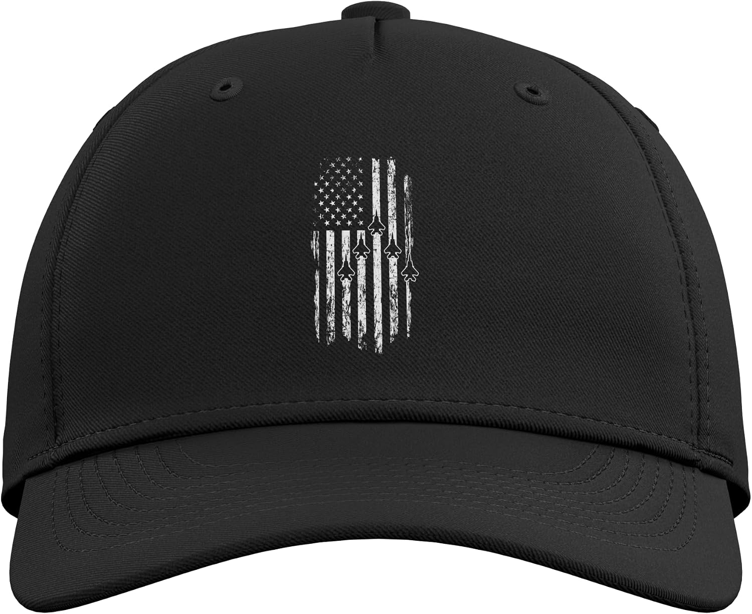American Flag Fighter Jet Flyover USA Military Aircraft Adjustable Baseball Hat
