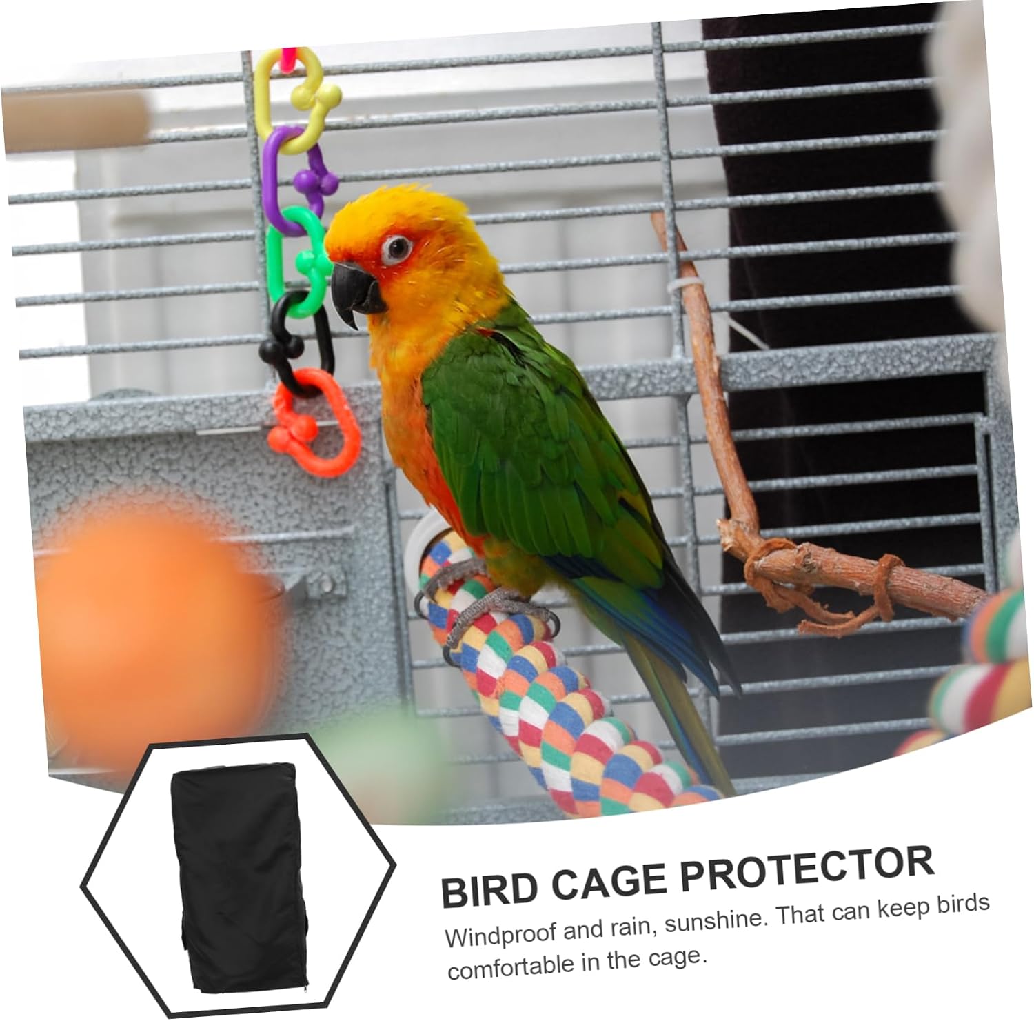 Toddmomy Light Birdcage Cover Black Parrot Cage Protector Breathable Polyester with Sticky Patch Easy Installation Dustproof and Shading for Pet Birds Parakeets