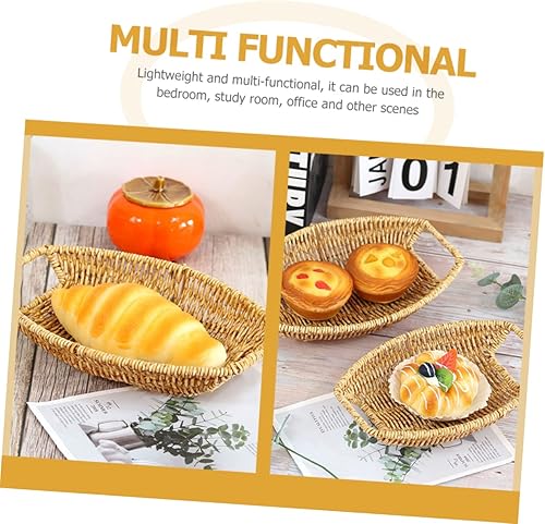 Miniatura 3 de Outanaya Cesta de almacenamiento Cesta de almacenamiento Estantes de almacenamiento Estante de almacenamiento Simulación Bandeja de tejido de ratán