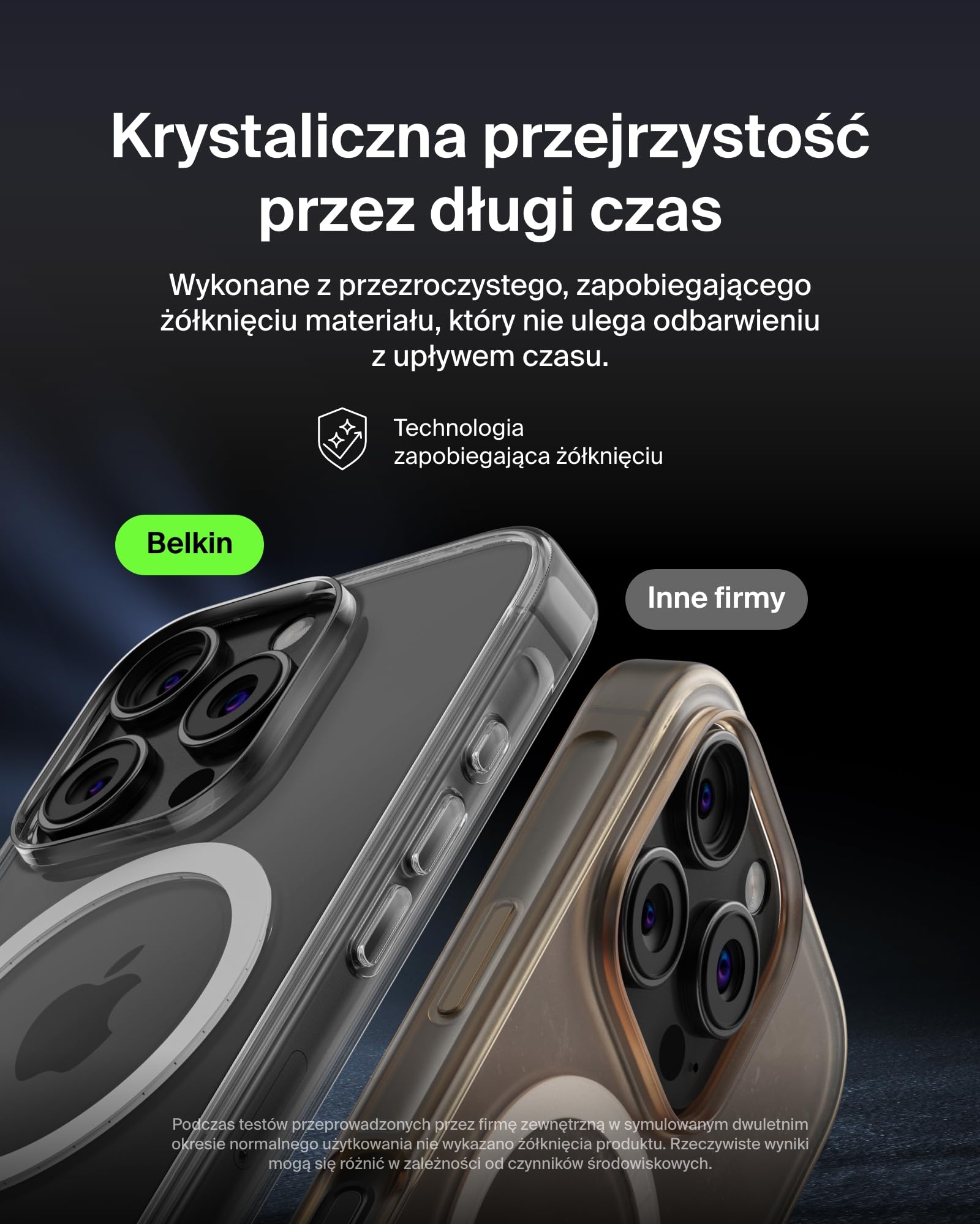 Belkin SheerForce Etui na iPhone 16 Pro, zgodne z MagSafe cienkie etui z powłoką odporną na zarysowania – magnetyczne, odporne na wstrząsy etui ochronne na telefon iPhone – Przezroczyste