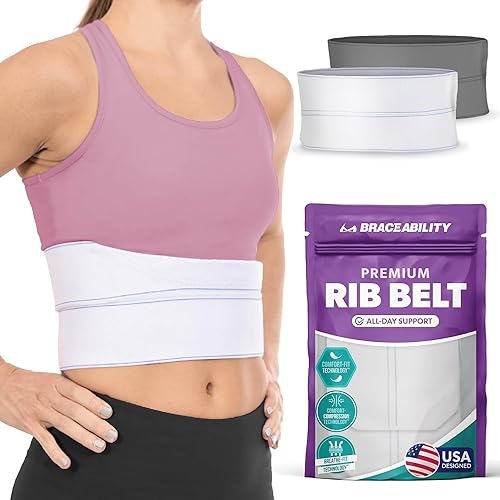 BraceAbility Broken Rib Brace para mujeres y hombres  Protector de costillas, cinturón de soporte de pecho para moretones, fracturas, costillas