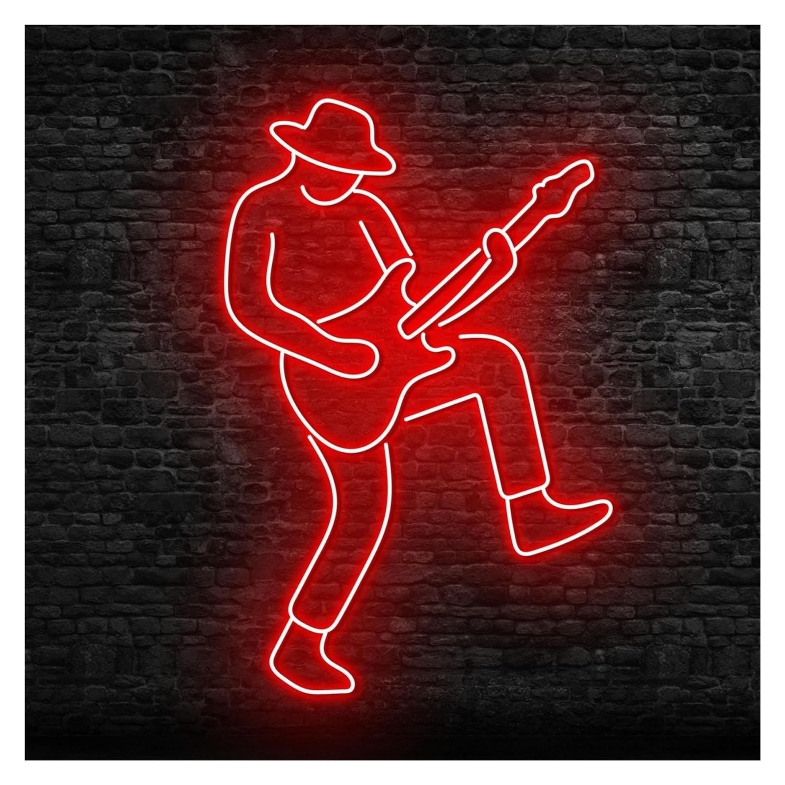 RONGCH Hanging Art Neon Signs Guitar Neon SignLED Wall Art for Gameroom Bedroom Bar Livingroom Birthday Party Decoration 50cm