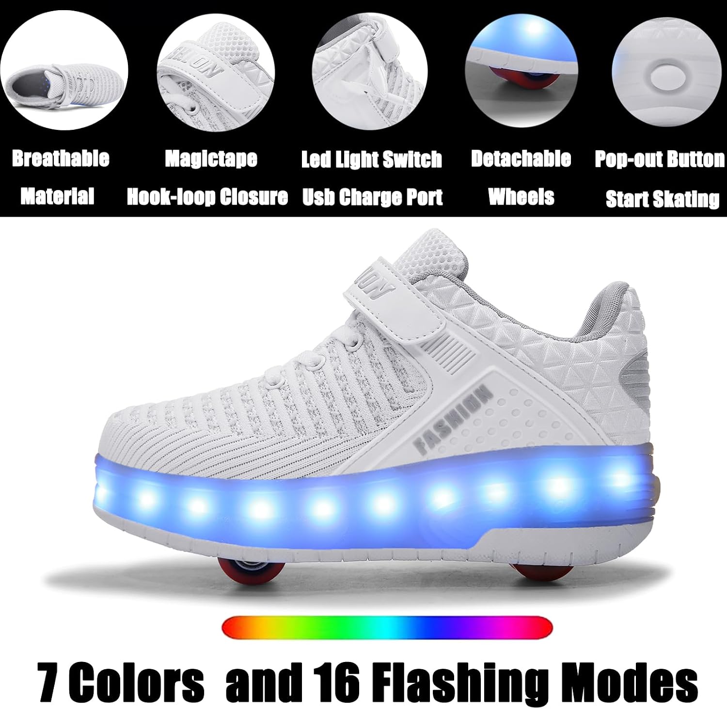 Ylllu Kids LED Roller Skate Shoes with Wheel Light up Roller Shoes Gift for Girls Boys Children image 4
