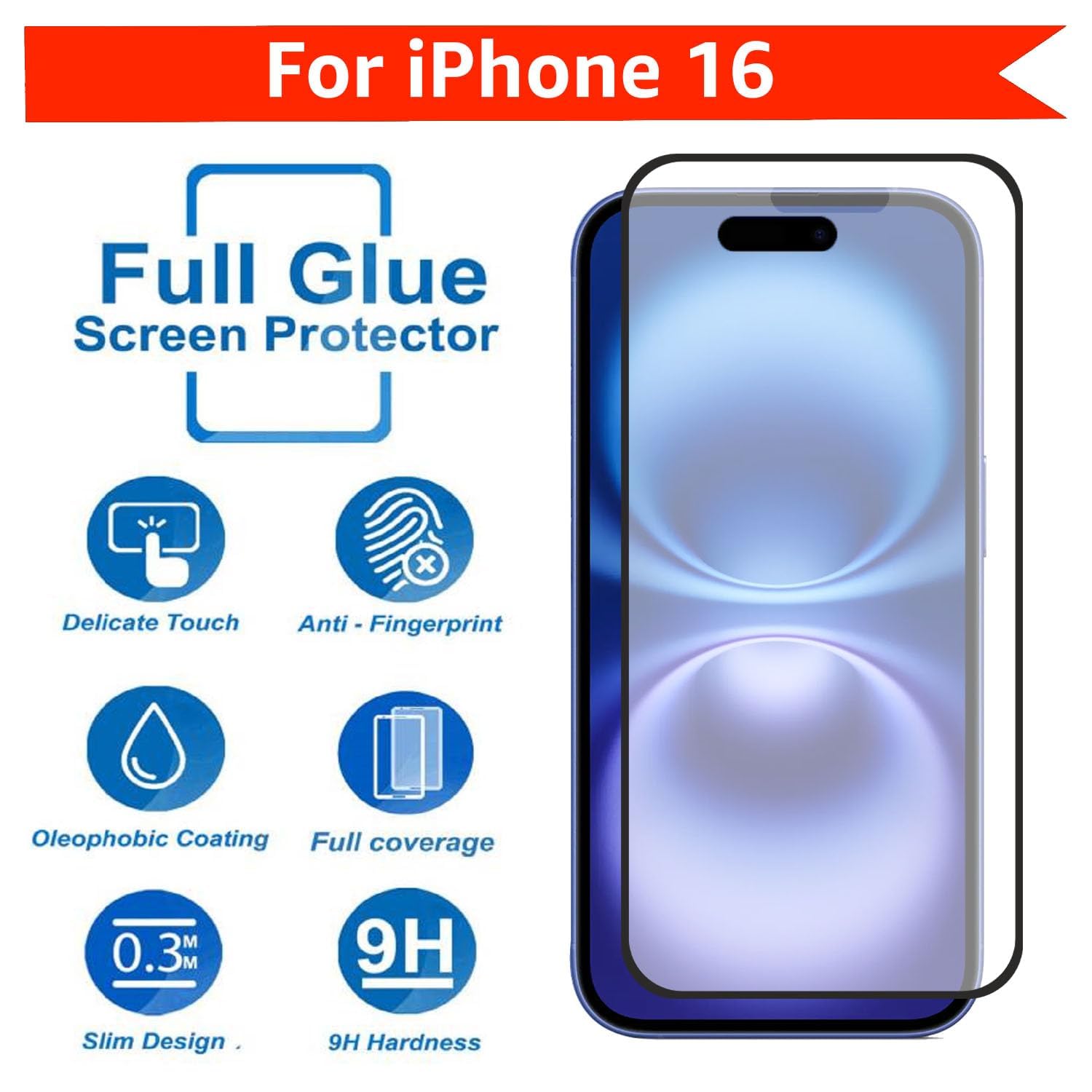 OpenTech®️ Military-Grade Gorilla Tempered Glass Screen Protector for iPhone 16 with Edge to Edge Coverage - Case Friendly, Anti scratch and Bubble free installation kit — Amazon image 2
