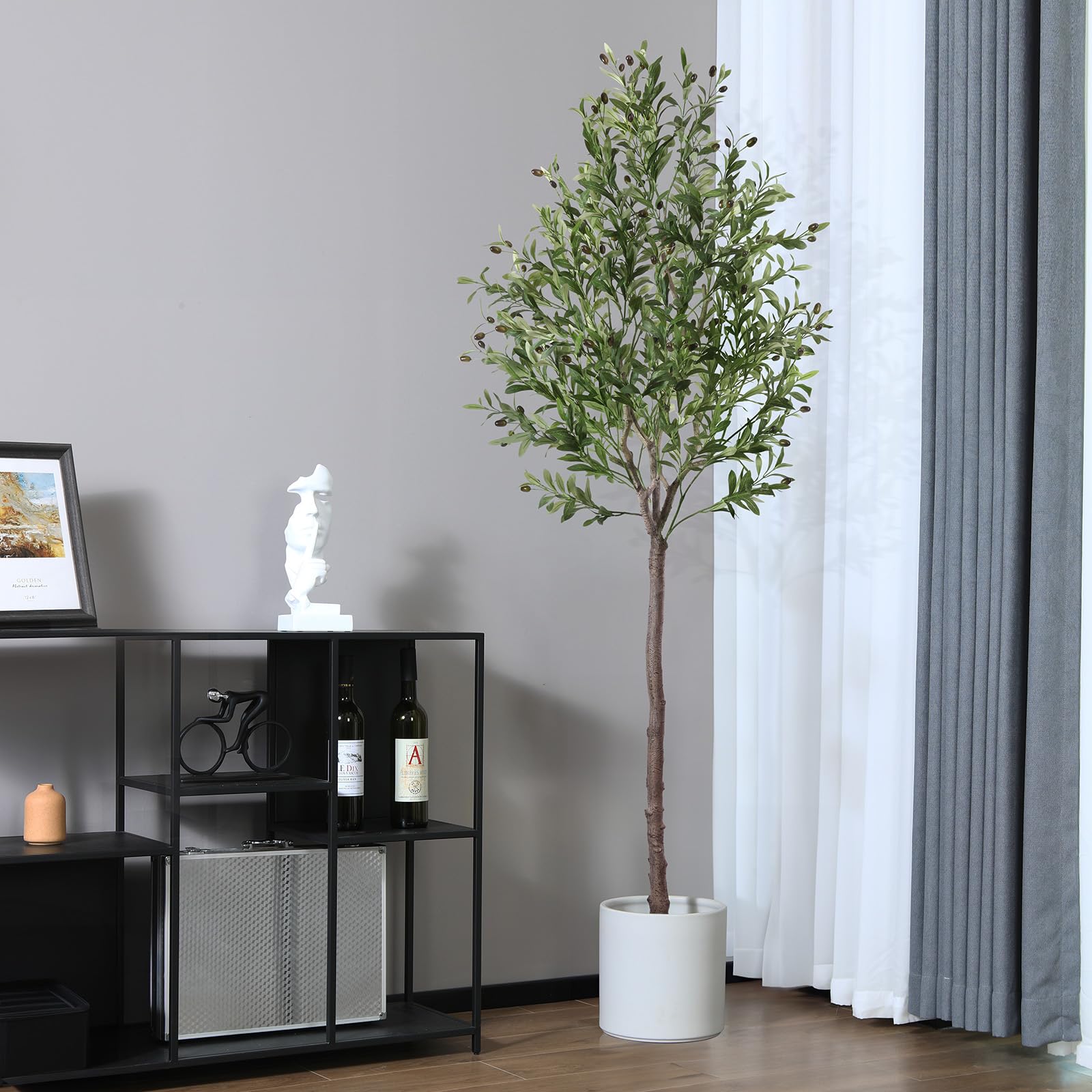 OAKRED 7FT Artificial Olive Tree - UV Resistant, Realistic Fake Plant With Brown Planter, For Indoor & Outdoor Decor - View #6