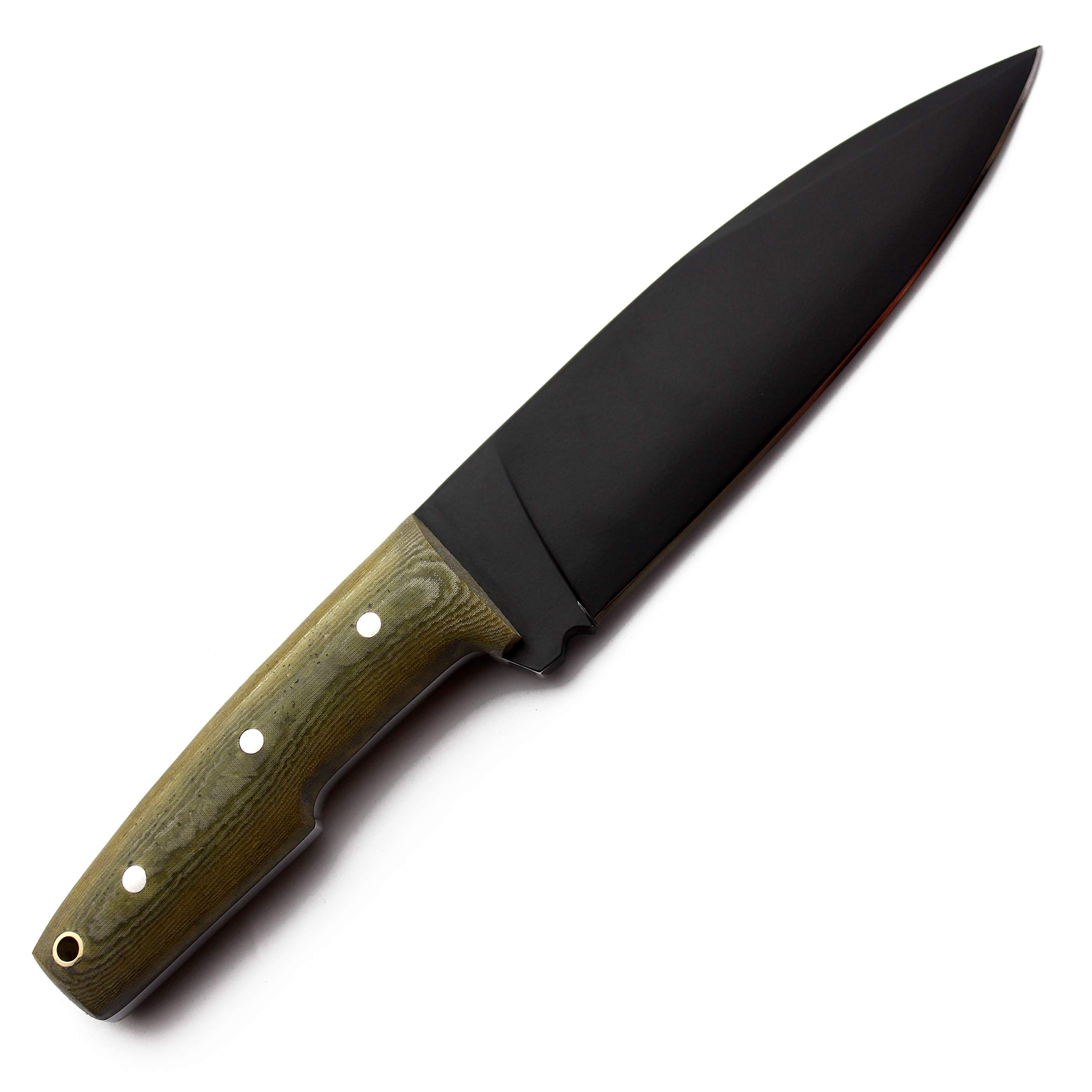 GCS Handmade D2 Tool Steel BLACK Powder Coated Green Micarta Handle