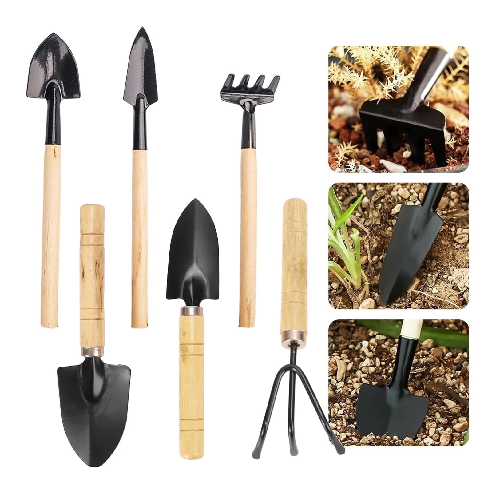 Juego de herramientas de jardinería, herramientas ergonómicas y de jardinería para plantar suculentas y flores (mezcla de 2 juegos)