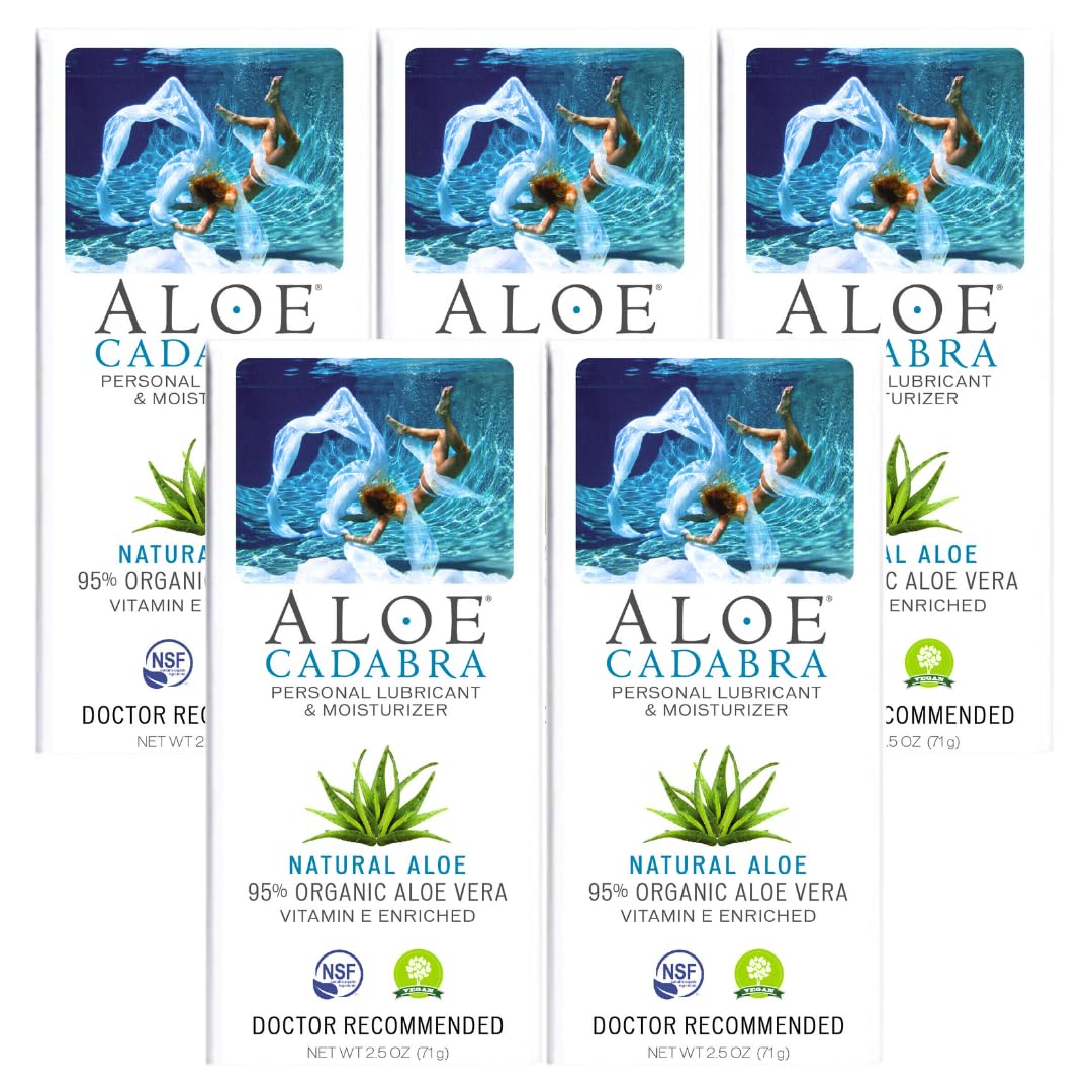 Natural Water-Based Personal Lubricant, Organic Aloe Lube for Men, Women, and Couples, pH Balanced (Unscented 2.5 Ounces, 5 Pack)