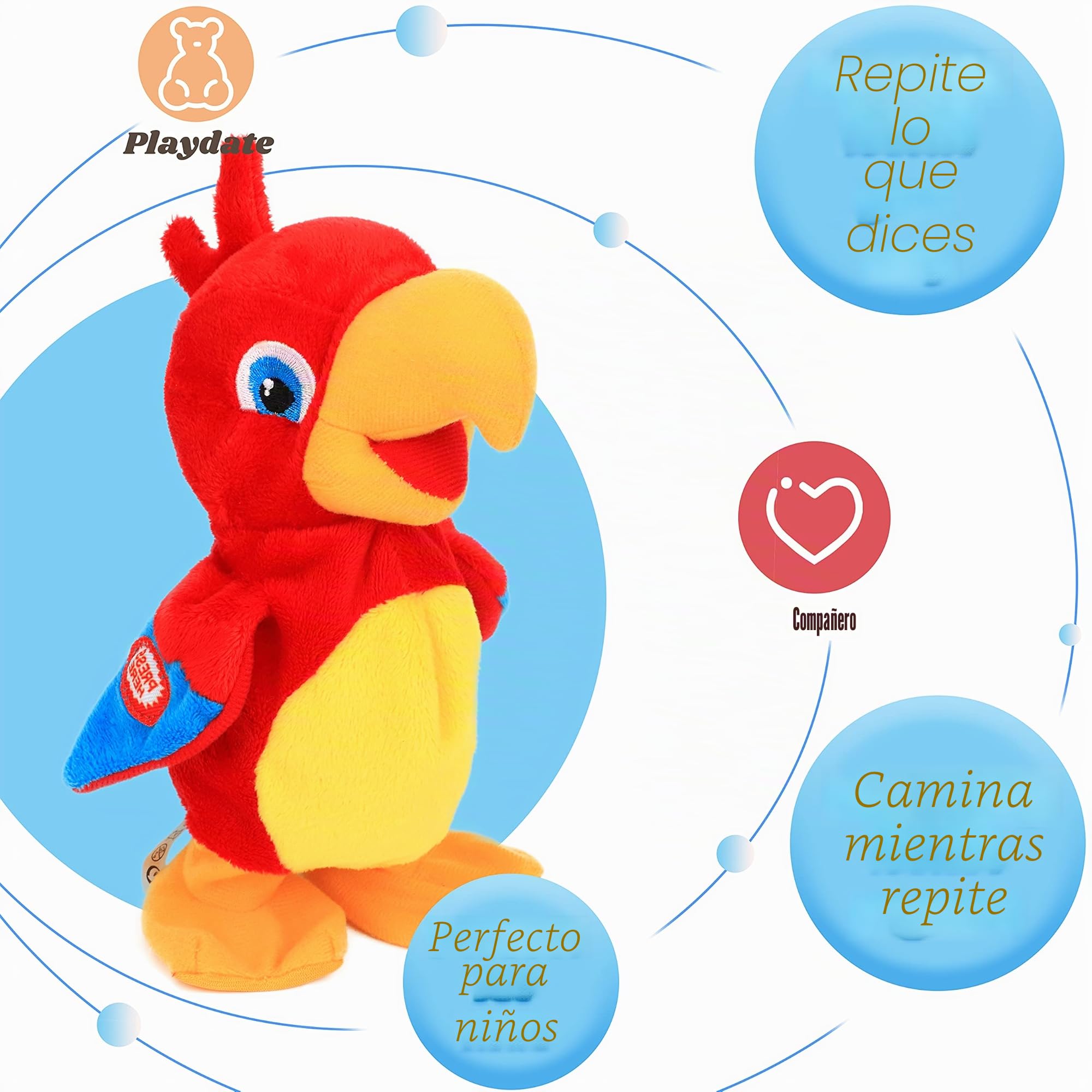 Hopearl loro parlante repite lo dicho constantemente, juguete eléctrico interactivo animado, juguete de peluche parlante, fiesta de cumpleaños para niños pequeños, 20 cm