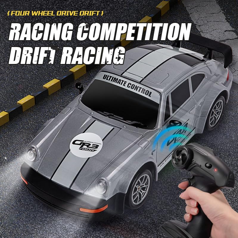 Image of Jack Royal Tokyo 911 Drift Remote Control 1:24 Scale Drift Car | 20Kmph, 2.4Ghz | Rc Drifting Car 4 Wheel Drive Boost Mode Long Range Remote Hard Plastic Top with LED Head Light