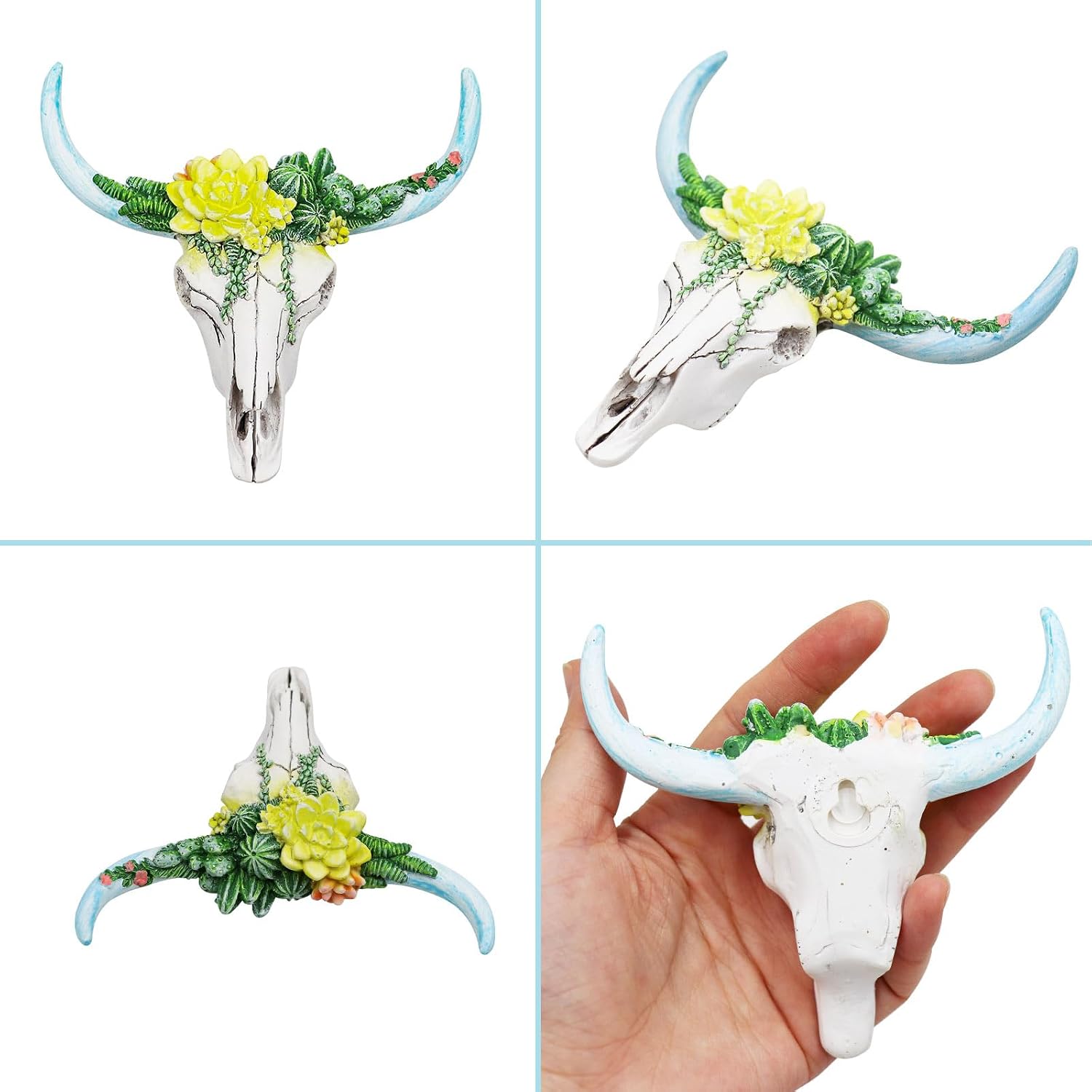 Oooct Bearded Dragon Tank Decor Accessories, Resin Cattle Skull Reptiles Hideouts Decorations, Decor Statue for Fish Aquarium Cave Landscape image 3