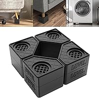 Vista 1 de SEISSO Almohadillas antivibración para lavadora. Paquete de 4 pedestales para lavadora y secadora, almohadillas de goma apilables de alta Negro