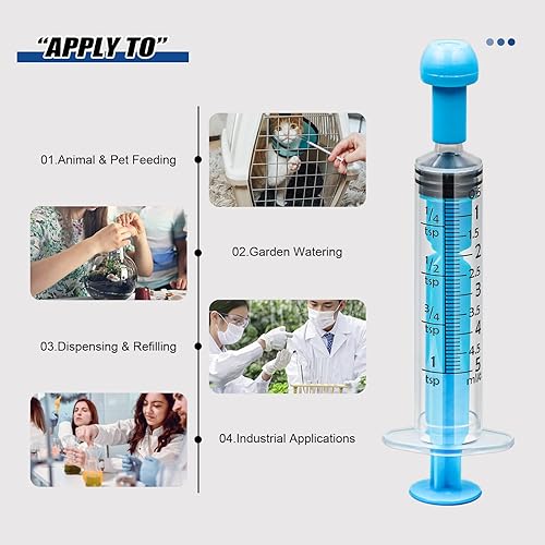 Miniatura 5 de Paquete de 30 jeringas de plástico de 0.17 onzas líquidas, jeringas grandes, punta de catéter, envoltura individual estéril con adaptador de tapa de