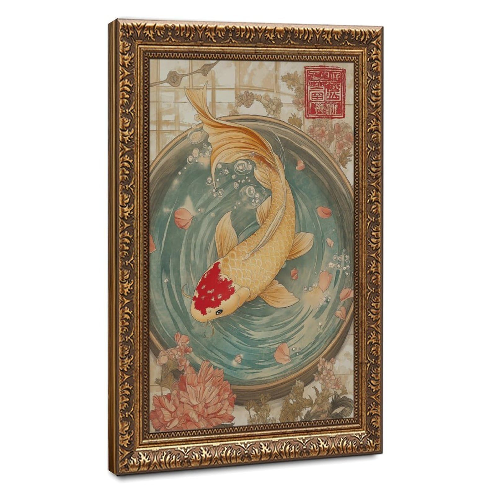 Bareronor Japanese Fish Poster Canvas Poster Bedroom Decor Landscape Office Room Decor Gift 12" L X 18" W