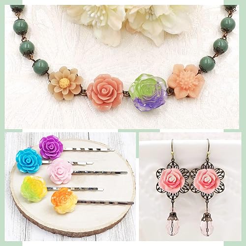 Miniatura 6 de Craftdady Cabujones florales de espalda plana sin perforar con diseño de camafeo para la fabricación de joyas