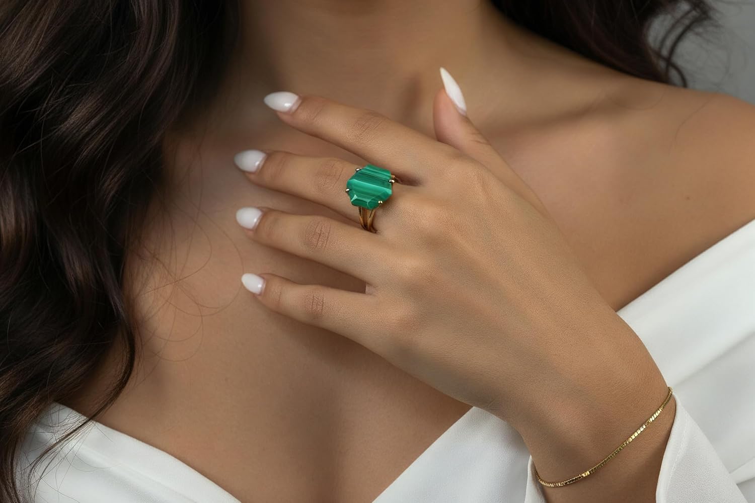 Vibrant Malachite Ring - Customizable Womens Silver Rings - Fashion Statement Gemstone Jewelry, Wedding, Anniversary - Choose Your Ring Size