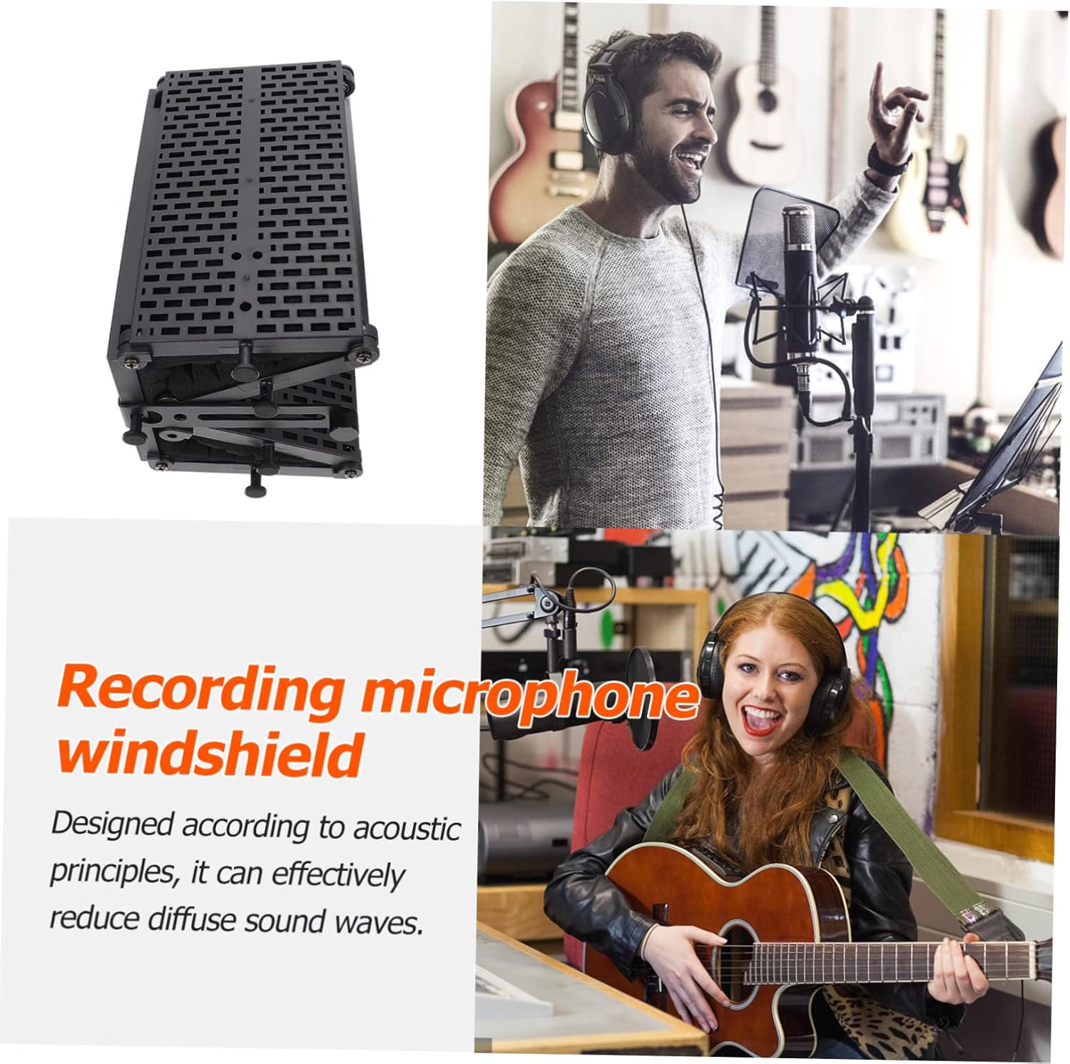 SUPVOX 1set Durable Microphone Isolation Shield Wind Protection Foldable Noise Screen for Sound Recording and Denoise Cover Easy to Install for Podcasting and Streaming