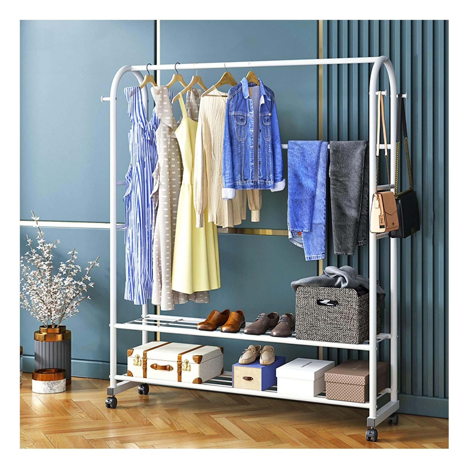 Heavy duty rail à vêtements en acier inoxydable au design épuré
