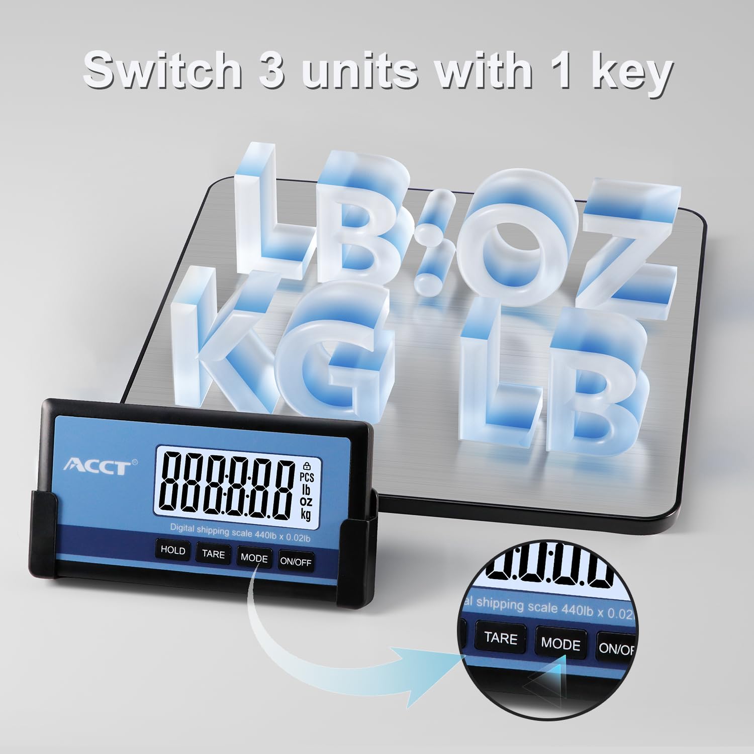 Wireless Postal Scale - 440lb Capacity - Balanza digital para envíos con función de retención, 10g de alta precisión, ideal para almacén/embalaje/oficina/equipaje, balanza de alta resistencia