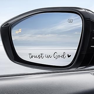 2 PCS Trust in God Rearview Mirror Sticker, Vinyl Automotive Rear View Mirror Stickers and Decals for Vehicles, Christian Bible Verse Stickers, Cute Car Accessories for Women (Black)