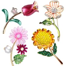 4 Pcs Elegant Flower Brooches Pin for Women Rhinestone Pearl Brooch Pins and Fashion rose Lapel Brooch pins for Women Girls Party Daily jewelry